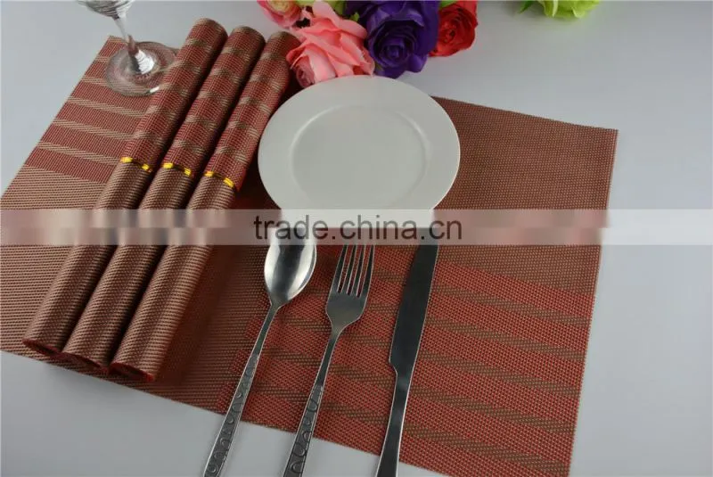 Red classics Non-slip Insulation Moor Crossweave Woven PVC Non-slip Insulation Placemat Washable Table dish Mats