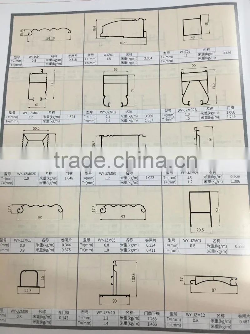 6063-T5 Aluminium extrusion roller shutter profile for commercial shop