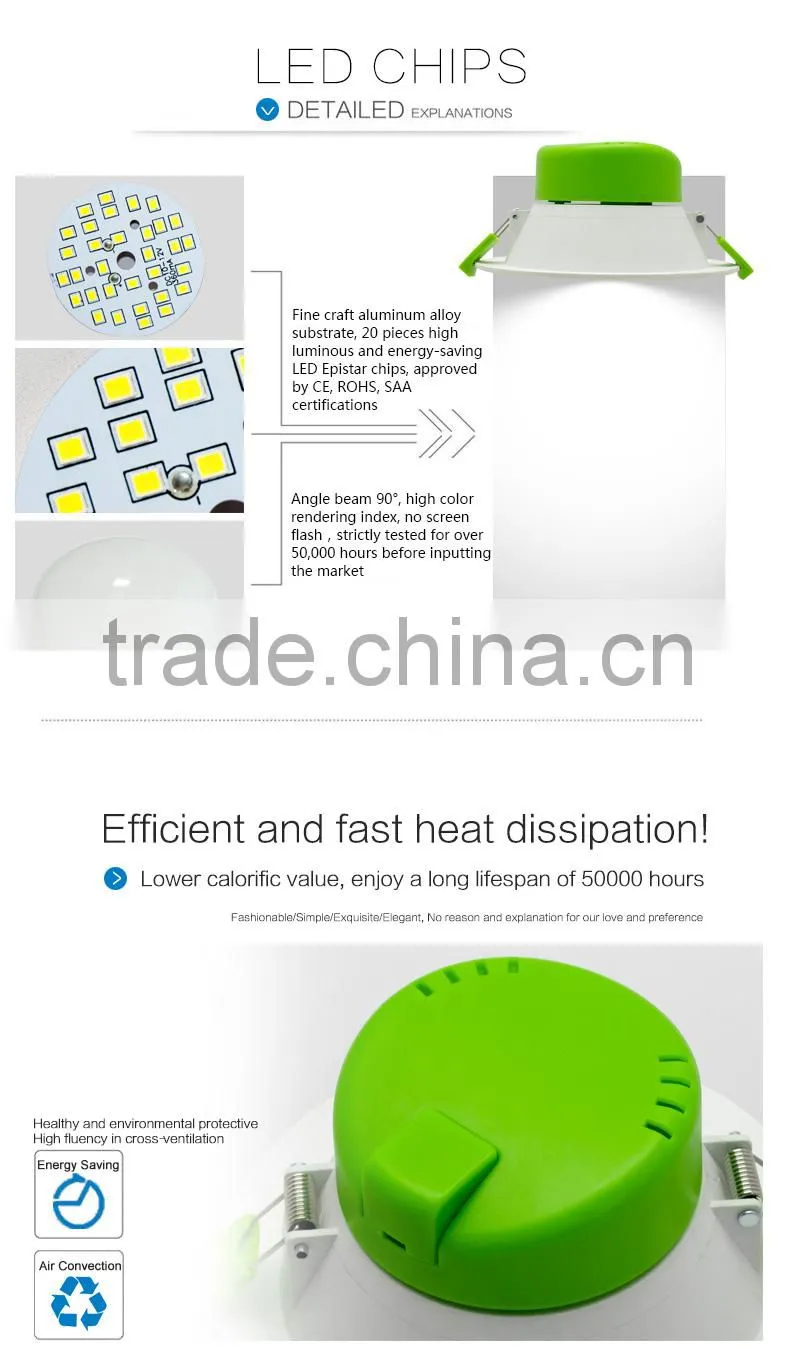 Highly Reliable 105mm Cutout Built-in Driver SAA 13W 15W Integrated Dimmable LED Downlight