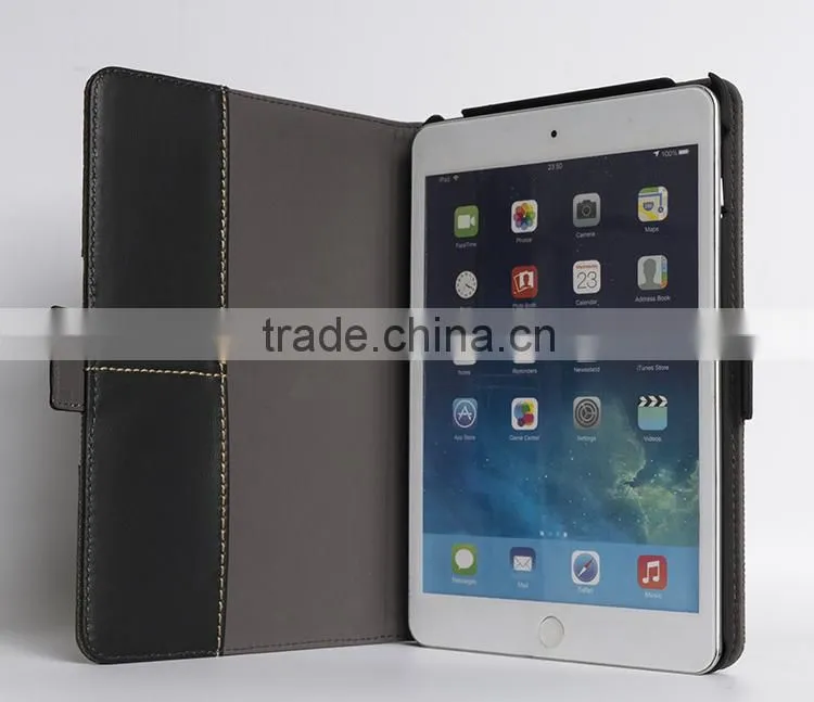 Genuine cowhide leather case for iPad mini 4 handmade waxed canvas case for ipad mini sleeve