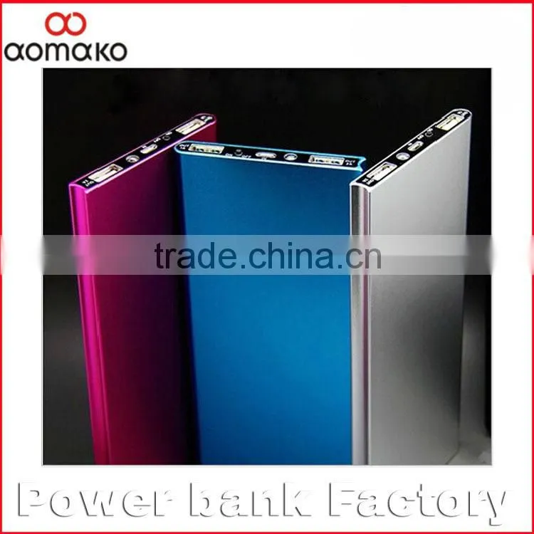 G005 Aluminum metal custom logo slim portable dual usb port mobile charger power bank 8000mah