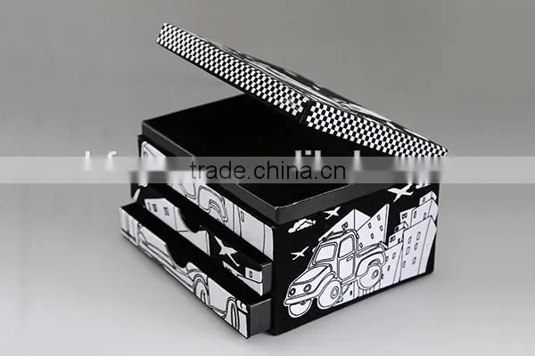 paper print rigid die-cut cardboard storage box