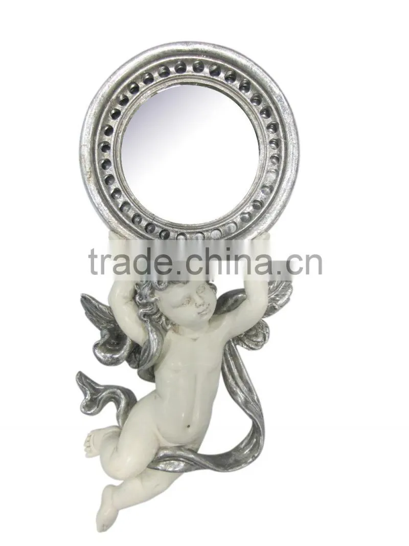 Polyresin wall hanging silver hair salon mirrors