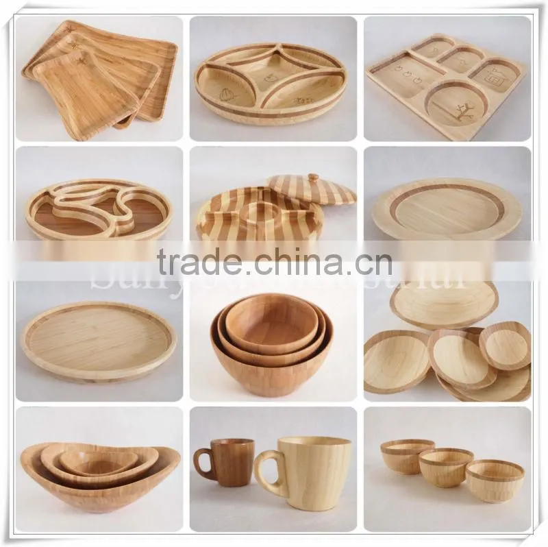 Natural Bamboo Dinner Plate Dish of Different Sizes
