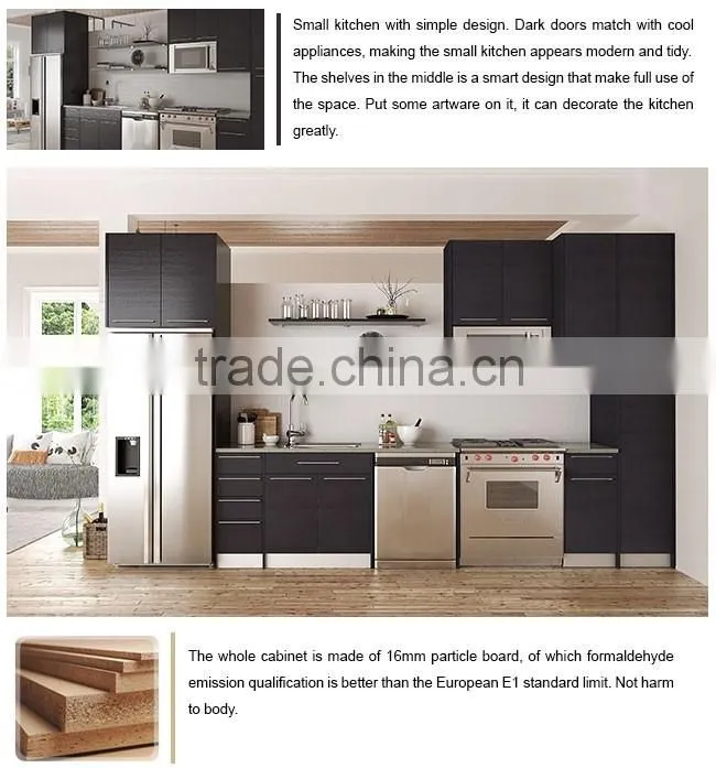 New Design Melamine Finish Cupboard Wood Veneer Kitchen Cabinet