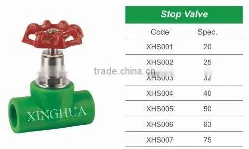 2016 Newest competitive price ppr stop valve with brass for stopping water flow , ppr and brass stop valve