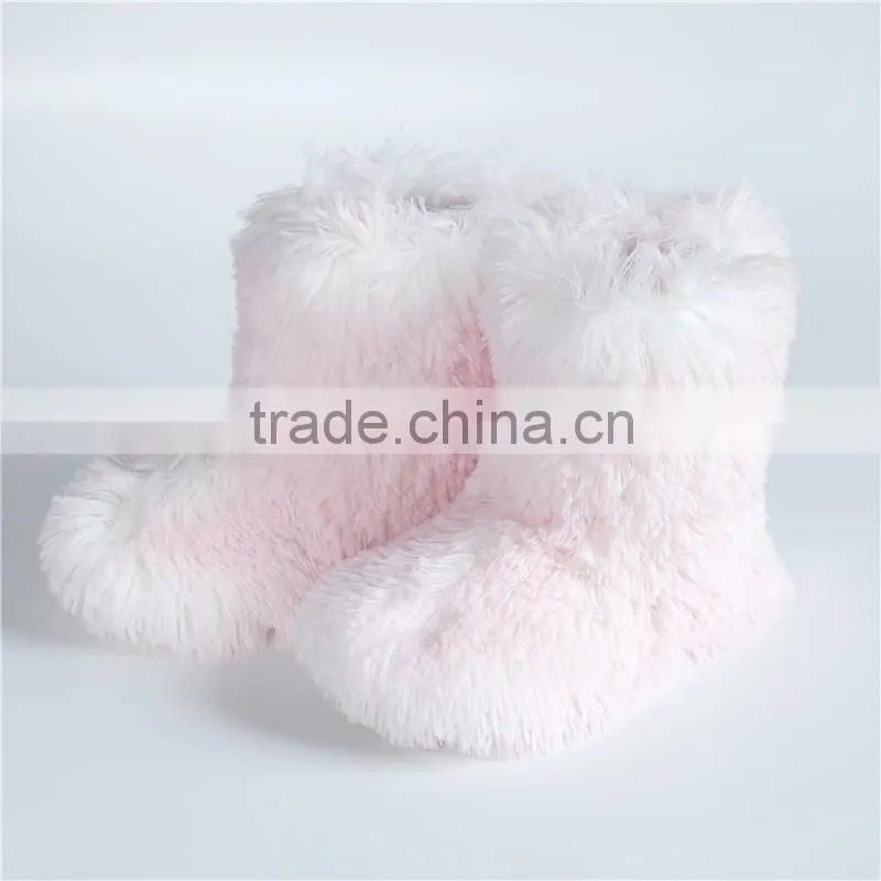 Ladies long pink PV plush boots
