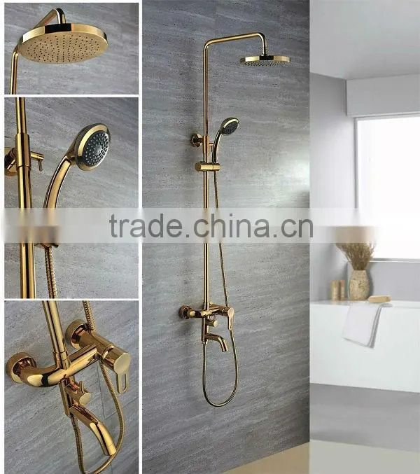 Wall Mount Golden Finish Brass Telephone Shower Faucet Sets QH9003G