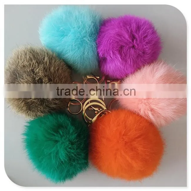 Real Rabbit Fur ball Furry Ball keychain for Mobile Phone Tag,Handbag Charm keychain