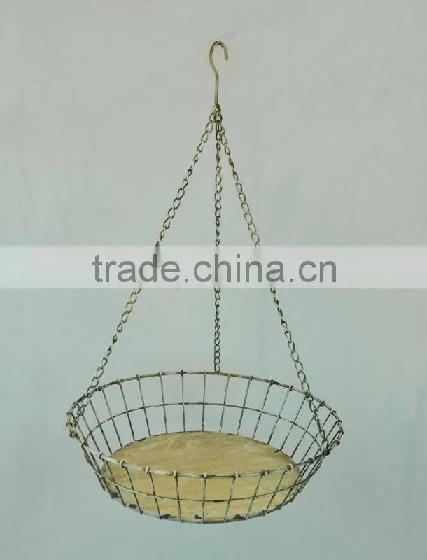 Decorative handmade half round hanging wire baskets