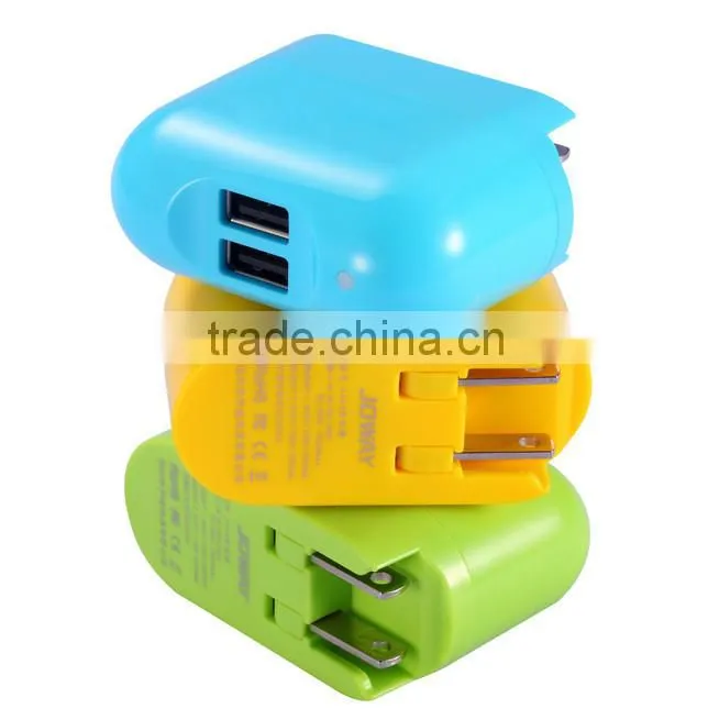 2 usb charger for mobile phone with RoHs CE FCC
