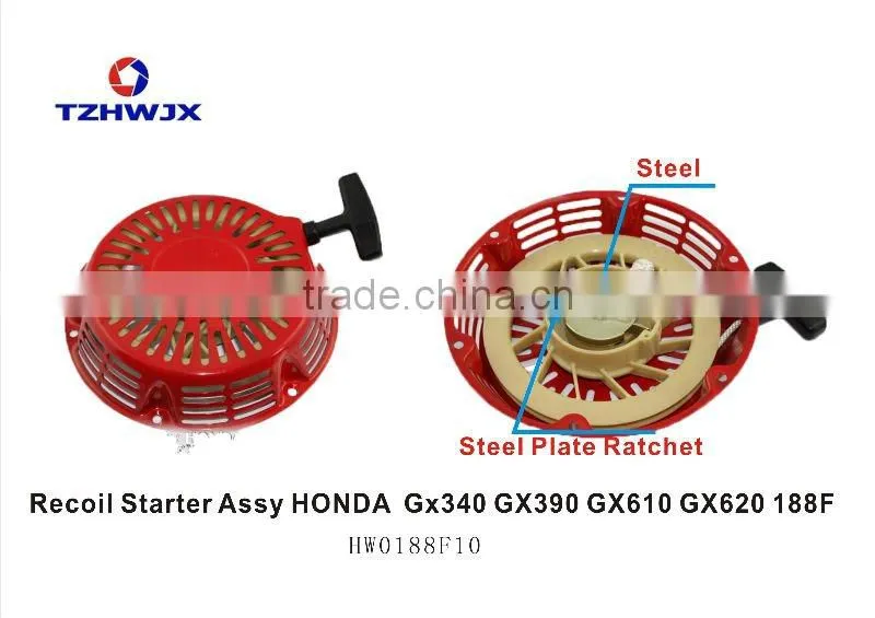 Recoil starter assembly for gasoline generator spare parts GX340 GX390 GX610 GX620 188F (With steel plate ratchet)