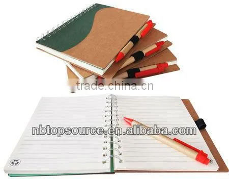 New Design! Recycled Notebook with Pen