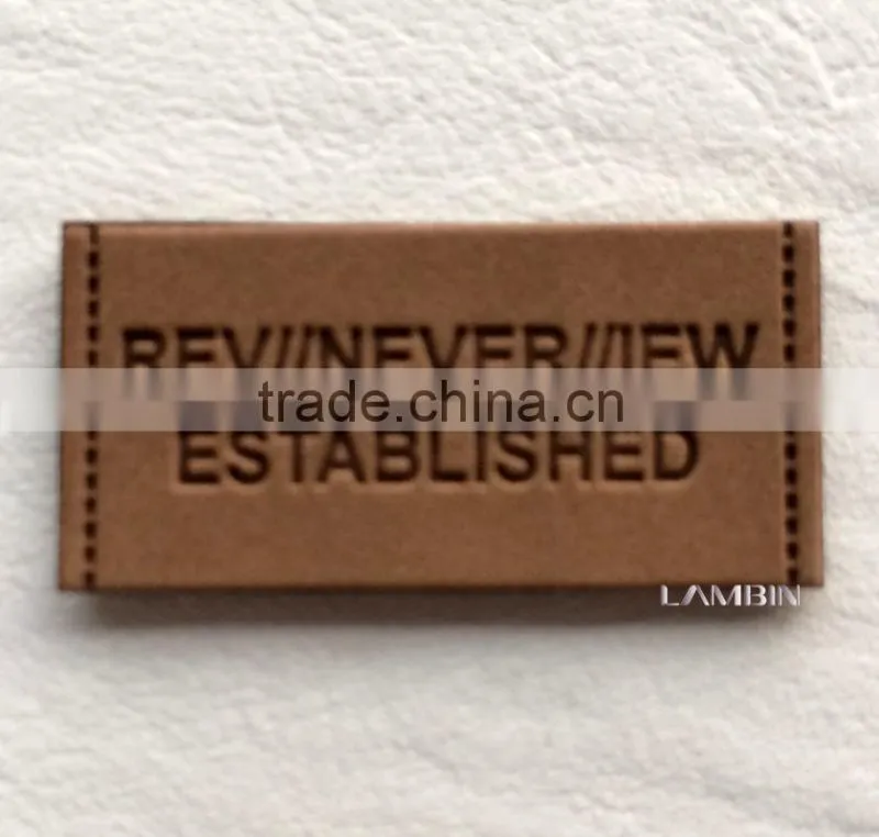 Custom imitation leather brand label hangtag for travelling backpack bags