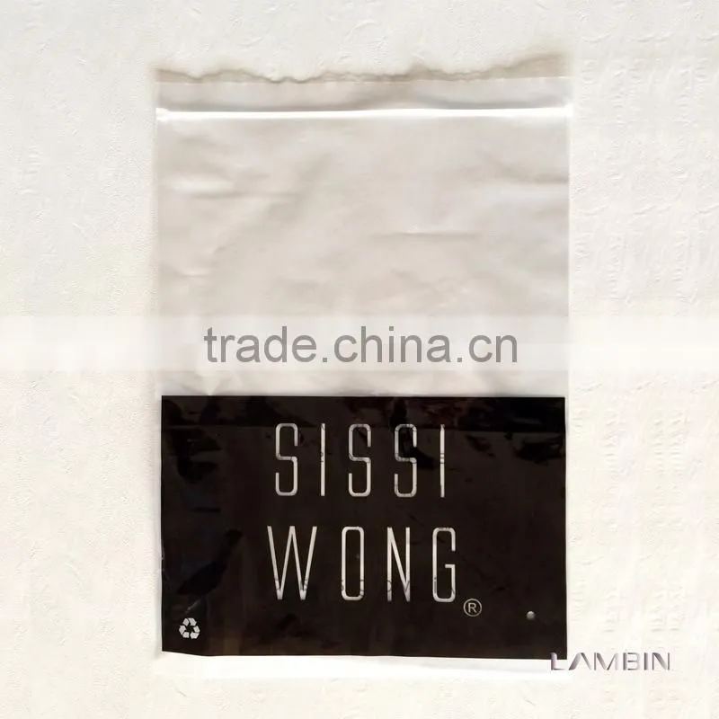 Printed self-seal zipper closure plastic PE packaging poly bag for apparel