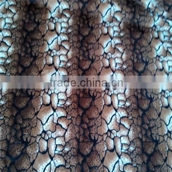 White Black and Brown Color Printed Velboa Fabric