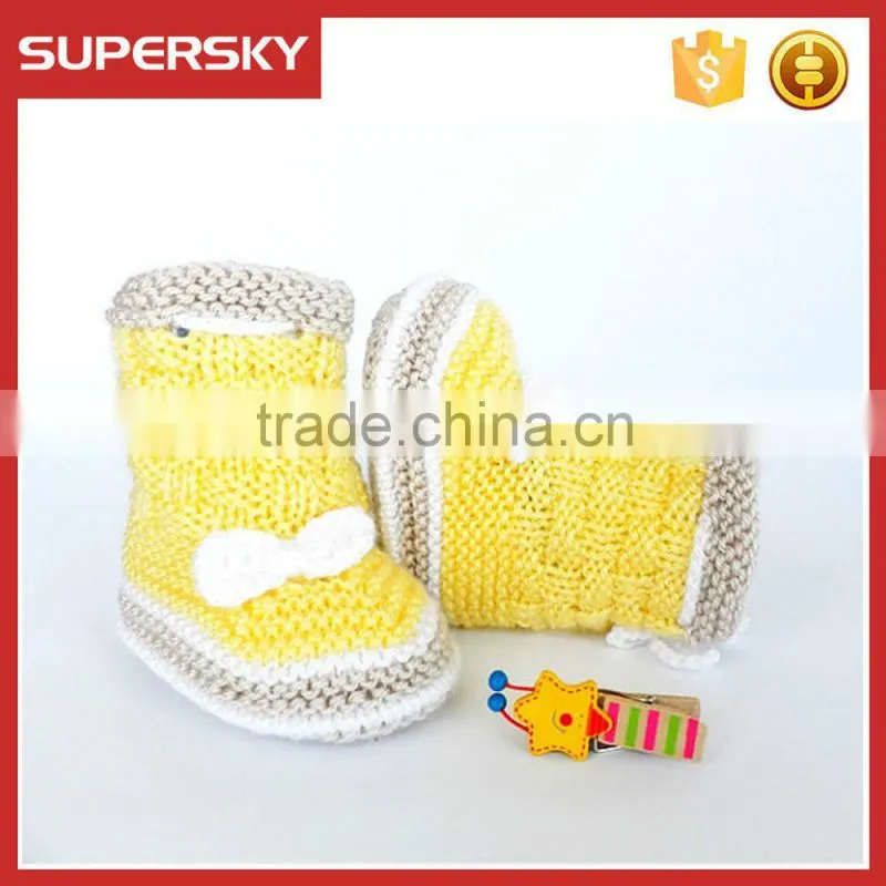 V-125 New design knit pattern warm crochet toddler baby shoe indoor knitted newborn slipper shoe