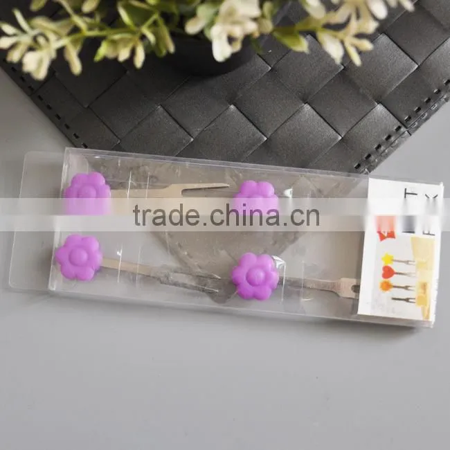 Cute sunflower shape stainless steel silicone fork