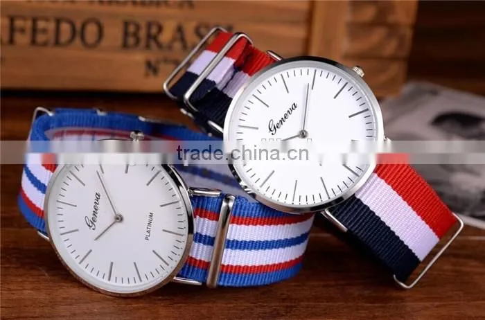 hot style fashion design watch business nylon tape ultra-thin stripe watch silicone sports watch