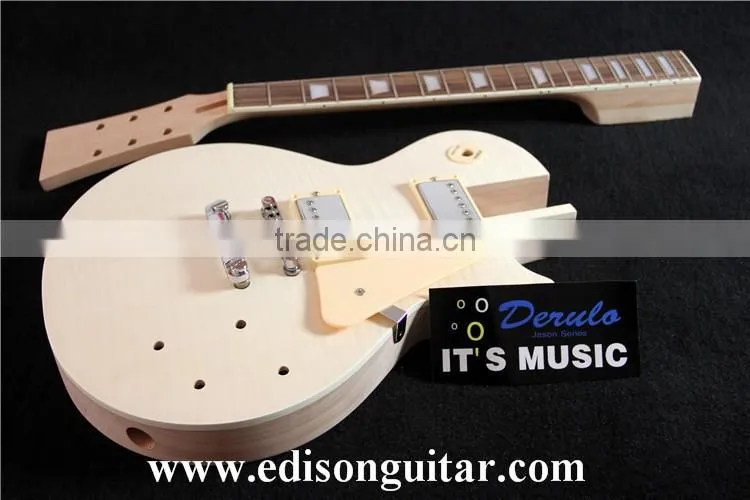DIY Electric Guitar Kits with hardware Solid Mahagany Body Tiger Maple Top MX-002