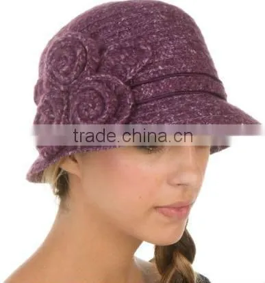 Womens Vintage Style Cloche Bucket Bell Hat with Flower Accent
