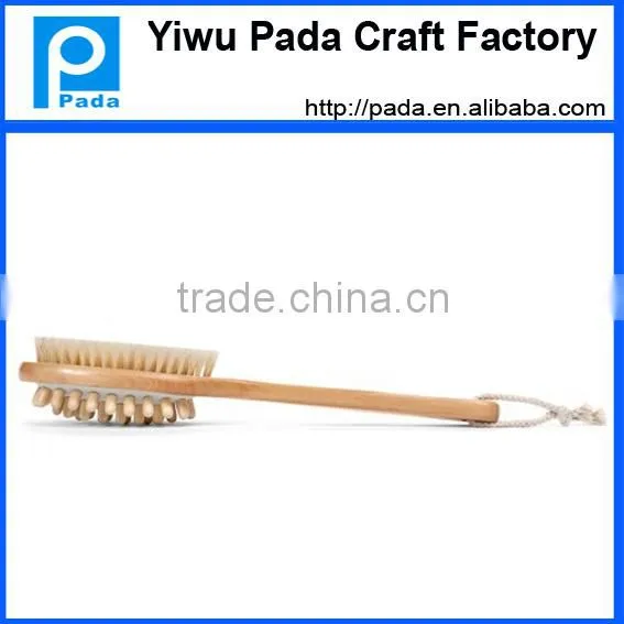Natural Bristle Bath & Shower Body Scrub Brush for Exfoliating Dry Brushing and Anti Cellulite Reducing Massager Treatment with