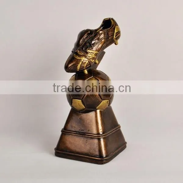 Resin soccer shoe trophy cup