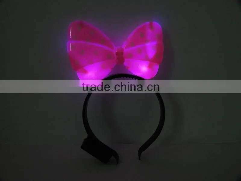 Nice kid bowknot hairpin plastic light led toy