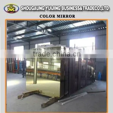 YUJING manufacture hot sale 4mm color mirror clear float glass /silver mirror for decoration/furniture