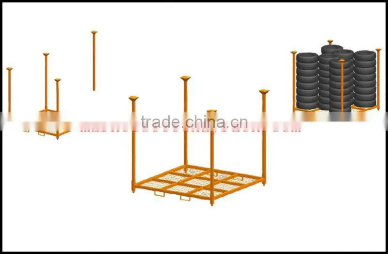 Stacking warehouse storage steel pallet truck tyre storage rack
