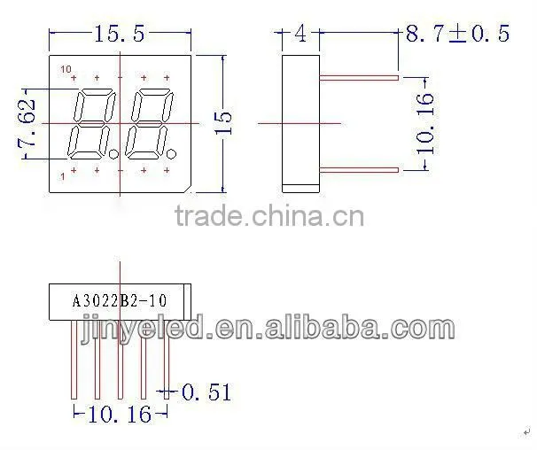 High quality Hot Sell 0.3inch Pure Green Light 7 Segment Led Display Two Digit Common Cathode/Anode
