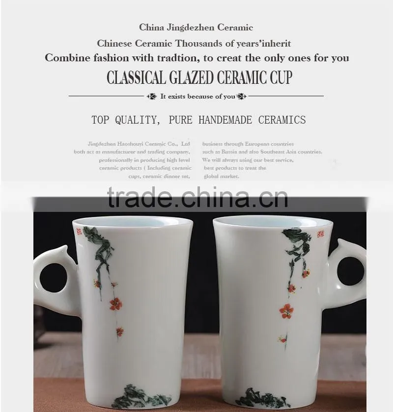 Factory direct top sale souvenir promotion gift ceramic hand made cup and wood lid CC-C049