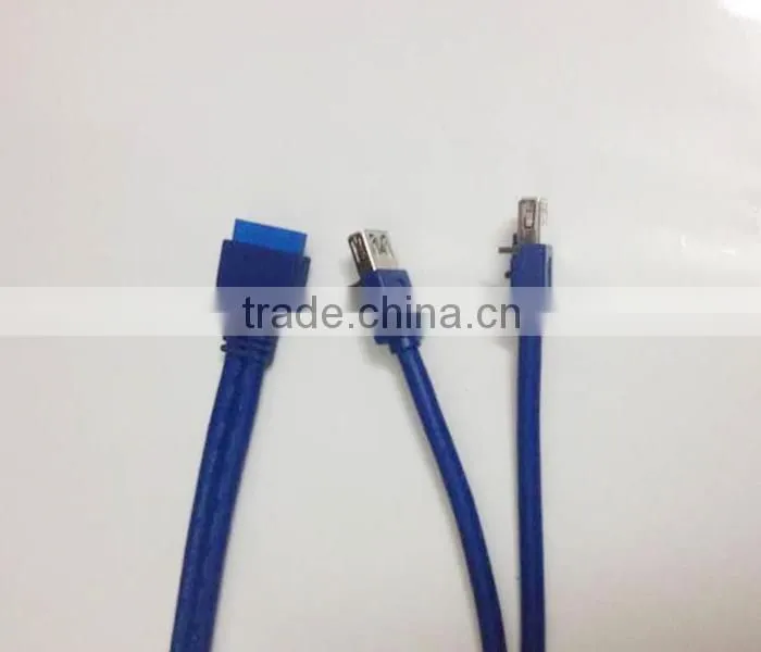 High quality 19pin or 20 pin hearder to usb 2.0 &usb 3.0 female panel mounted cable with audio port