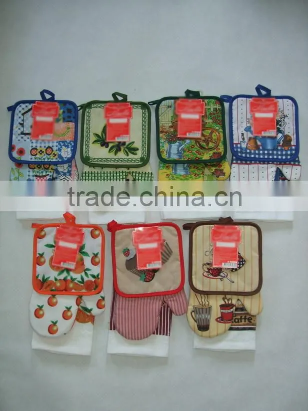 printed cotton kitchen set cooking pot holder and glove set cheap items to sell wholesale alibaba
