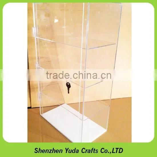 floor standing acrylic material display shelf clear display rack acrylic cabinet with door