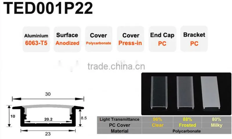 Can Put 2 Strips 20mm Wide Aluminium Led Lighting Profile Of Strips