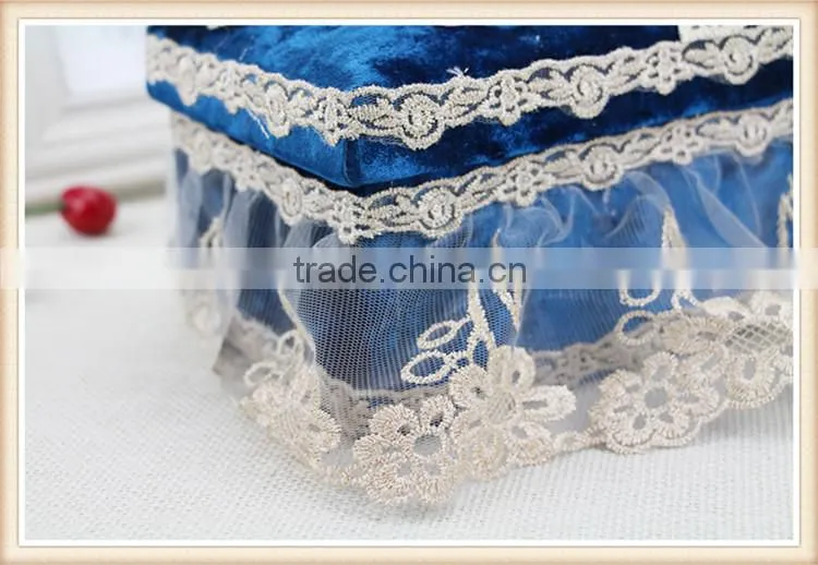Blue fabric tissue box cover