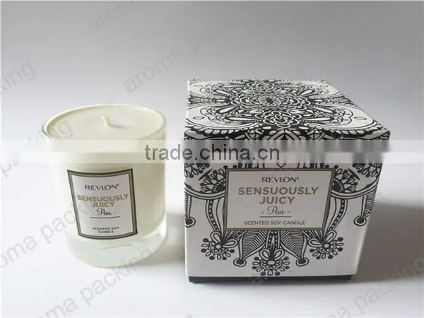 scented candle in glass candle jar with luxury box packing