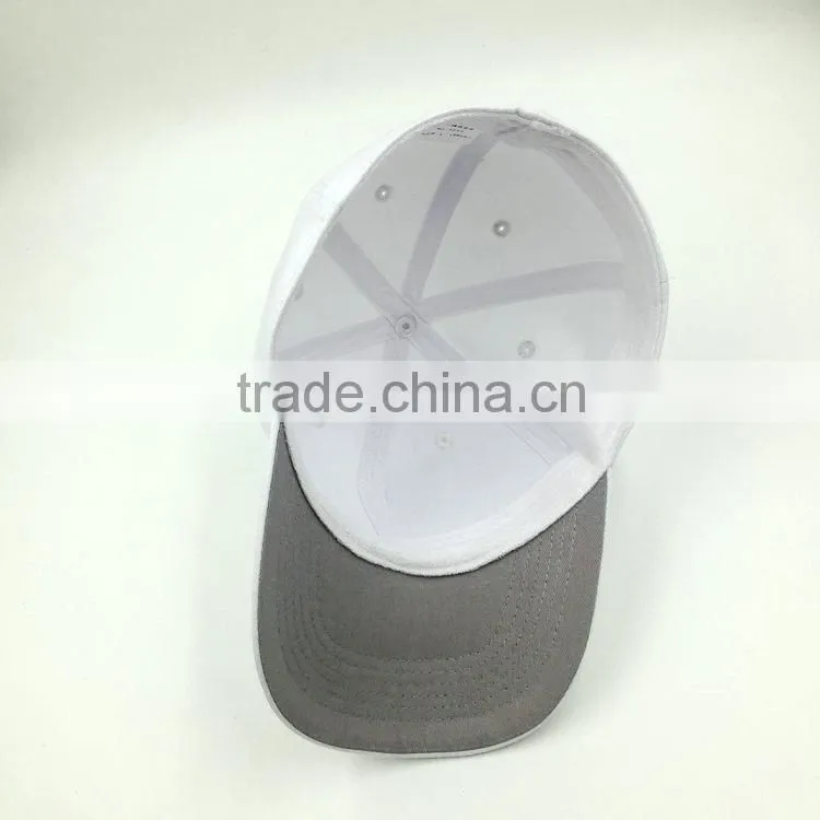 White color 100% cotton twill blank baseball cap