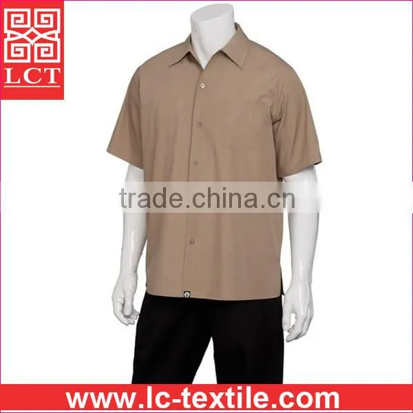 supply 100% breathable Poly/cotton chef work uniform with pocket(LCTU0024)