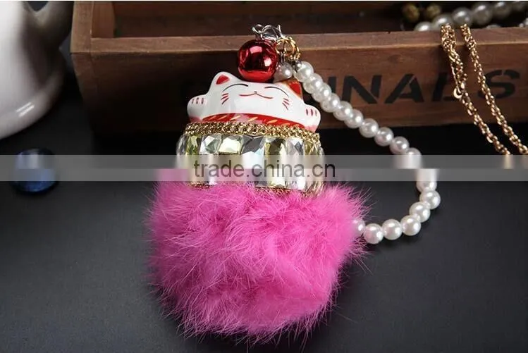 fortune Cat fur bag charm