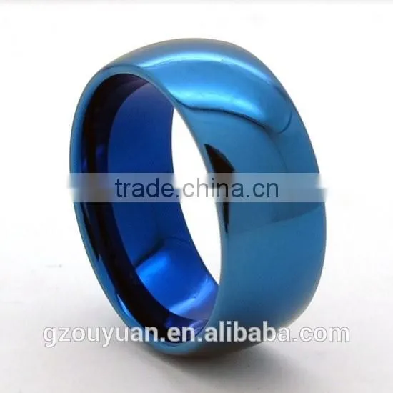 8MM Blue Tungsten Ring, Blue Polished Tungsten Ring, Tungsten Ring Blue
