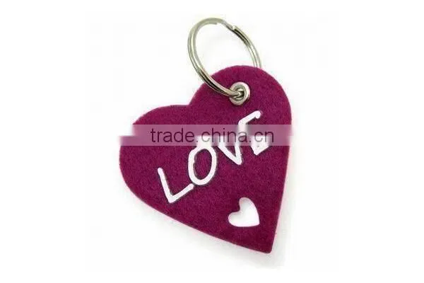 Promotional cheap heart shape natural wool felt Keychain