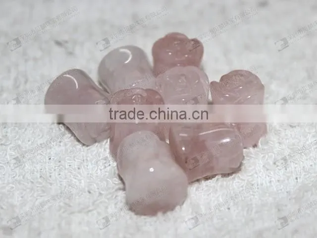 Rose quartz carved flower ear piercing plugs