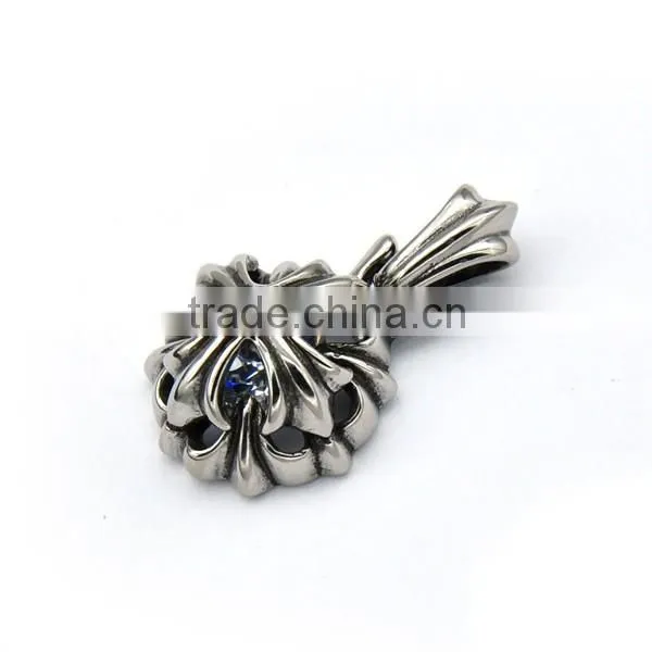 Wholesale Mens Vintage Jewelry Stainless Steel Religious Cross Pendant Silver Crystal Charm