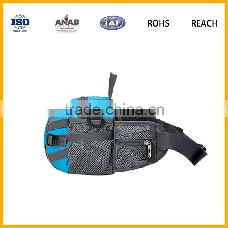 Fashionable Multilayer Nylon Material Cycling Zipper Waist Bag with Small Pocket for Mobile Phone
