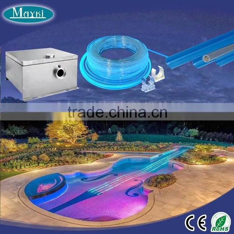 Fiber optic led star for pool perimeter light with multi-string side light cable and fibre optical emitter