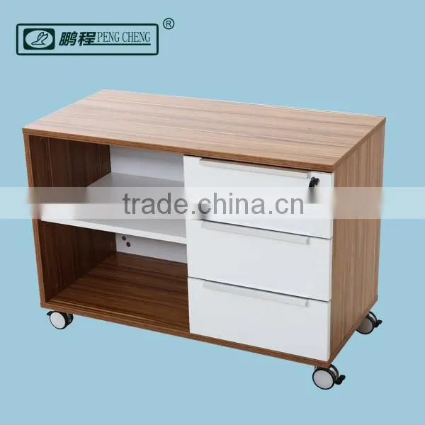 Wood Long Mobile 3 Rebound Drawer Office Storage Cabinet