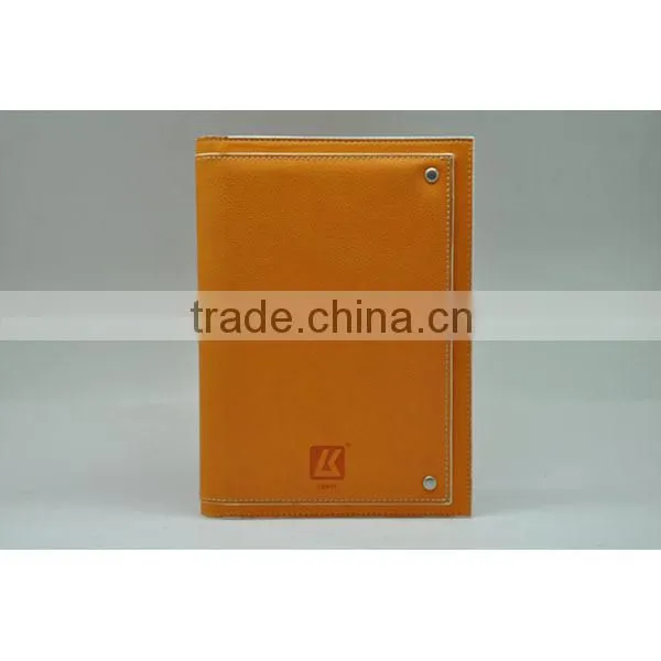 Fashion pu double wire notebook with large pocket on cover