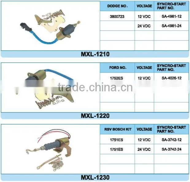 Made in china with high quality diesel fuel engine stop solenoid SA-4941 12V/24V